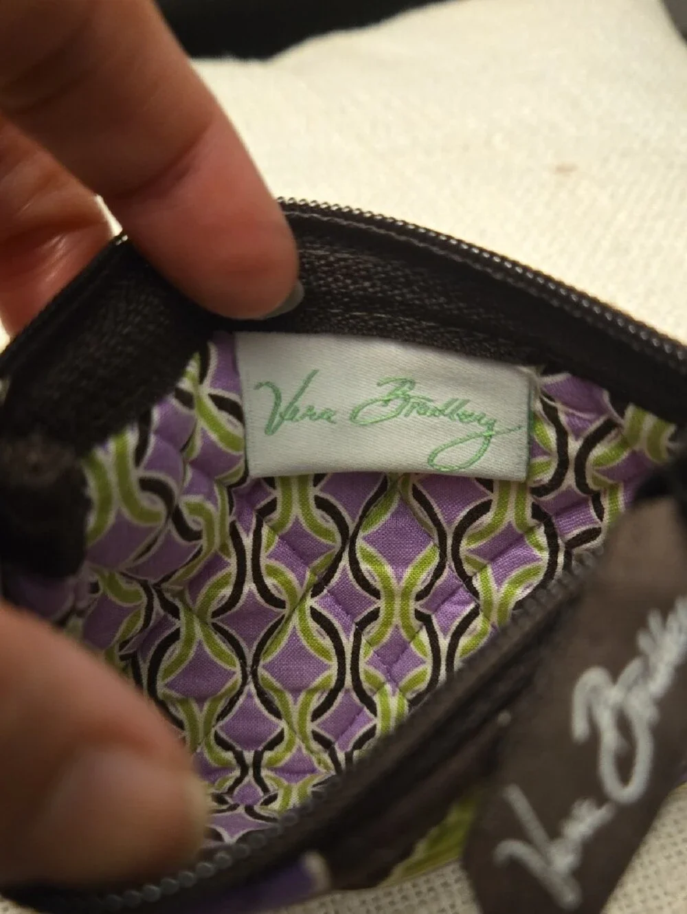Vera Bradley Quilted Zip Coin Pouch in Brown W/Floral Prints 5